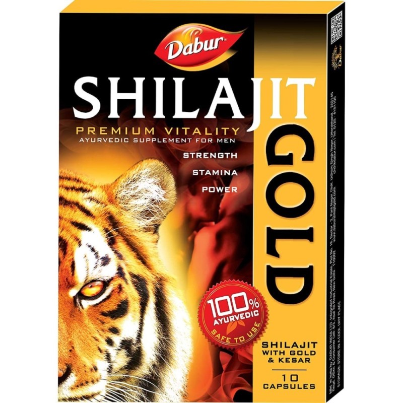 10 Capsules - Dabur Shilajit Gold Premium Vitality Ayurvedic