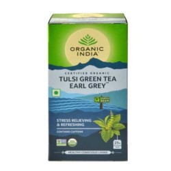 Organic India Tulsi Green Tea Earl Grey 25N Infusion Bags- Stress