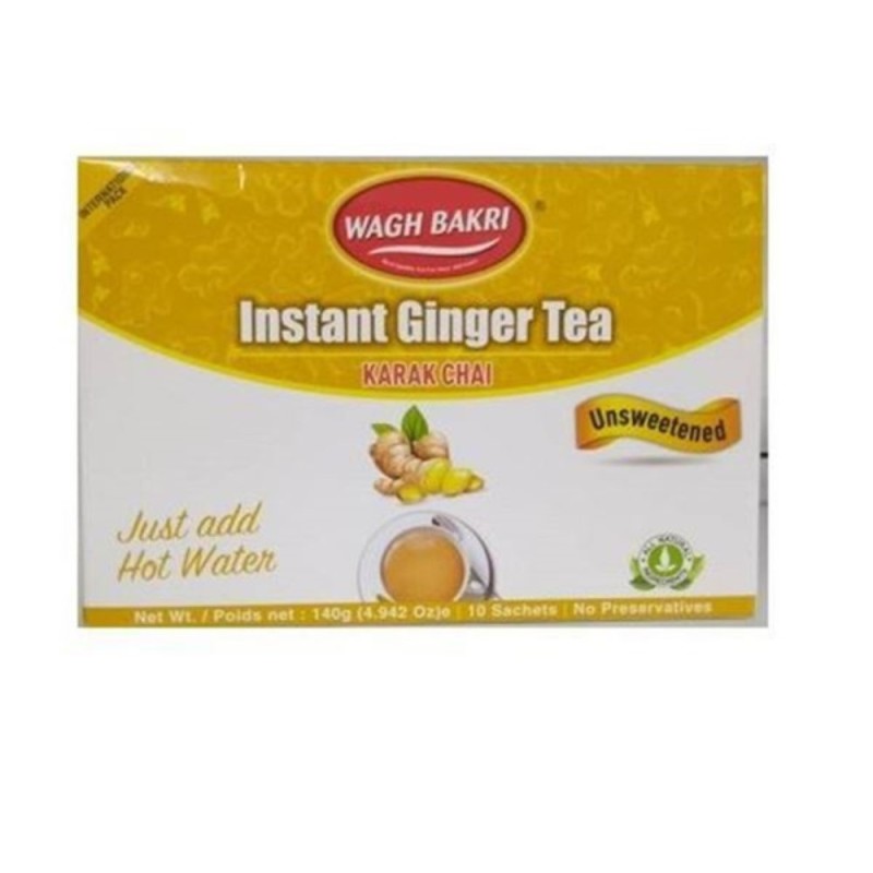 Wagh Bakri Instant Ginger Tea Karak Chai (Unsweetened), (10 Sachets)