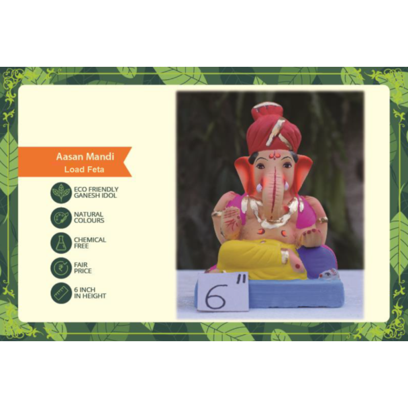 Aasan Mandi Load Feta Eco Friendly Ganesha Idol Made of Clay Shadu