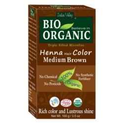 Indus Valley Bio Organic Medium Brown Henna Hair Color, Rich Color