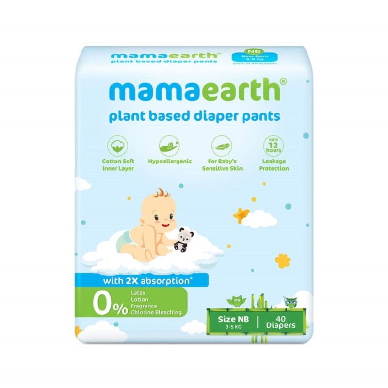 Mamaearth Plant Based Diaper Pants with 2X Absorption, Size Nb