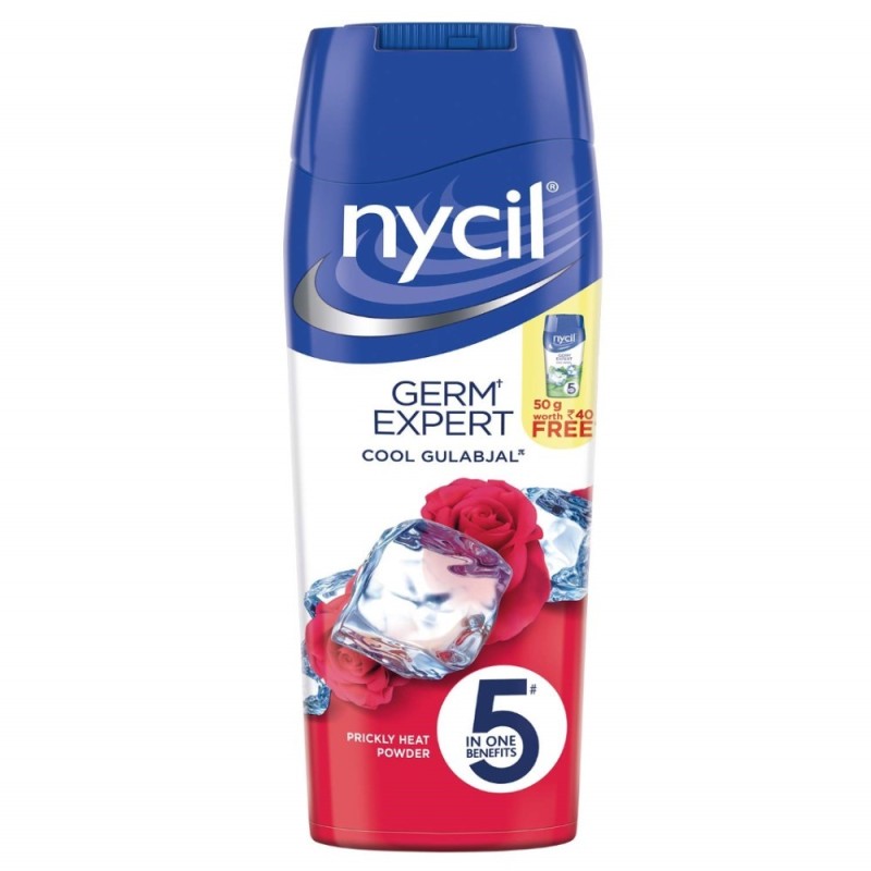 Nycil Germ Expert Cool Gulabjal Prickly Heat Powder - 5 in One