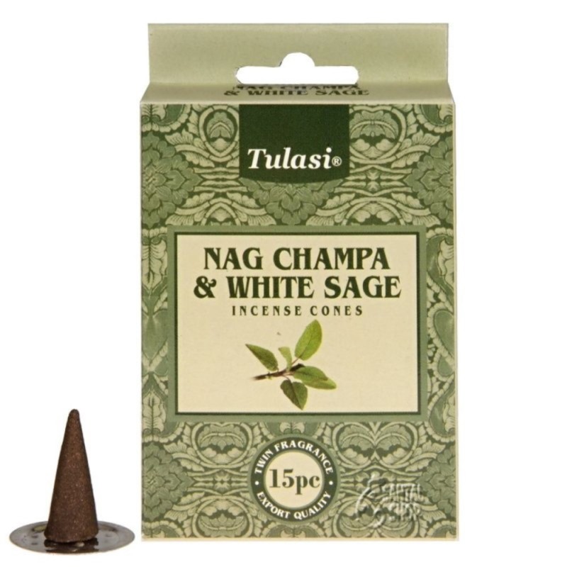 Tulasi Nag Champa & White Sage Incense Cones, Pack of 4 ( in ) 1 Pack