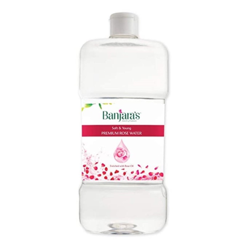 Banjara's Soft & Young Premium Rose Water, Enriched with Rose Oil 1 L