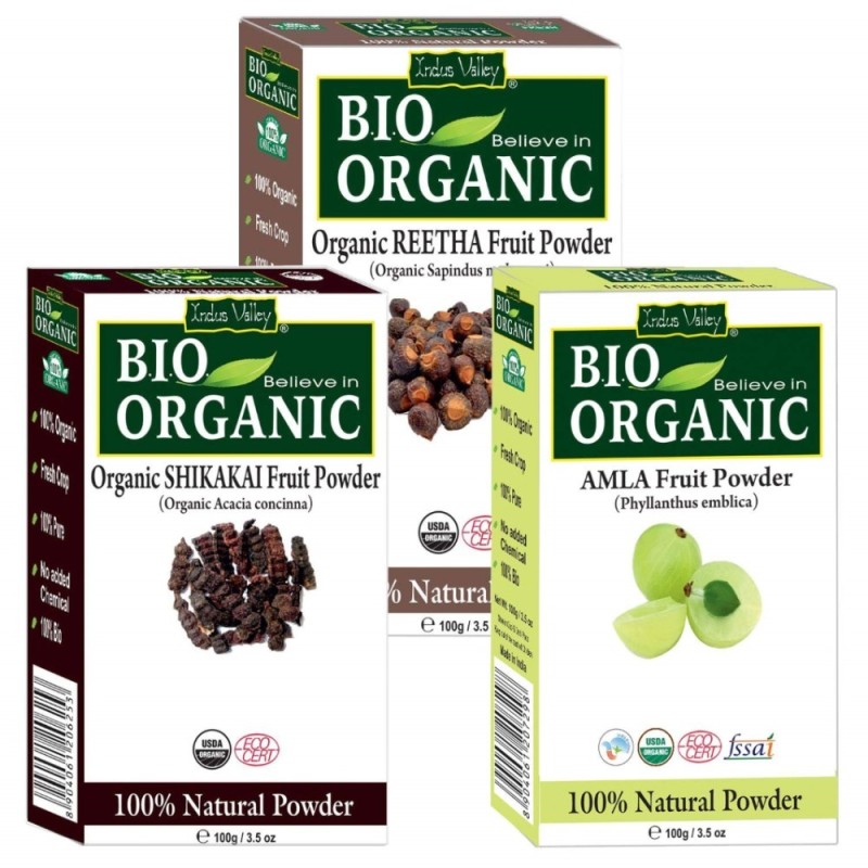 Indus Valley Bio Organic Combo Pack of Amla Fruit, Shikakai & Reetha