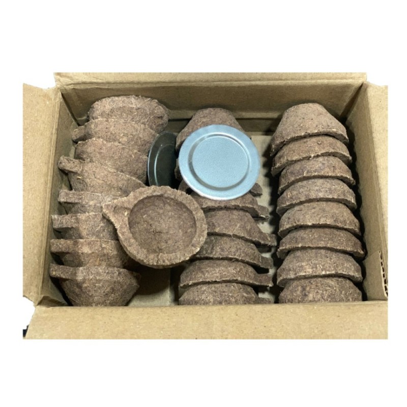 Satvik Panchgavya Diyas (Set of 16 Diyas with 1 Ceramic Plate)