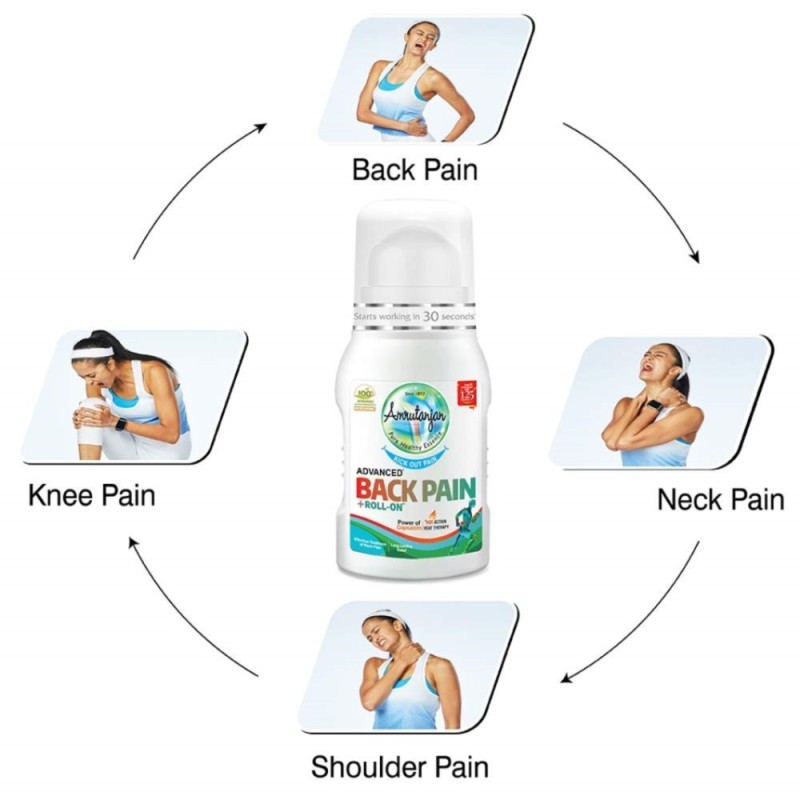 Amrutanjan Advanced Back Pain + Roll on - Long Lasting Relief 50ml
