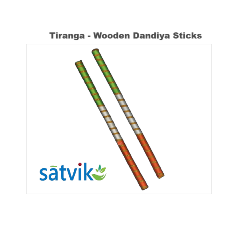 Tiranga Wooden Dandiya Sticks, Pair of Tiranga Multi Color Wooden