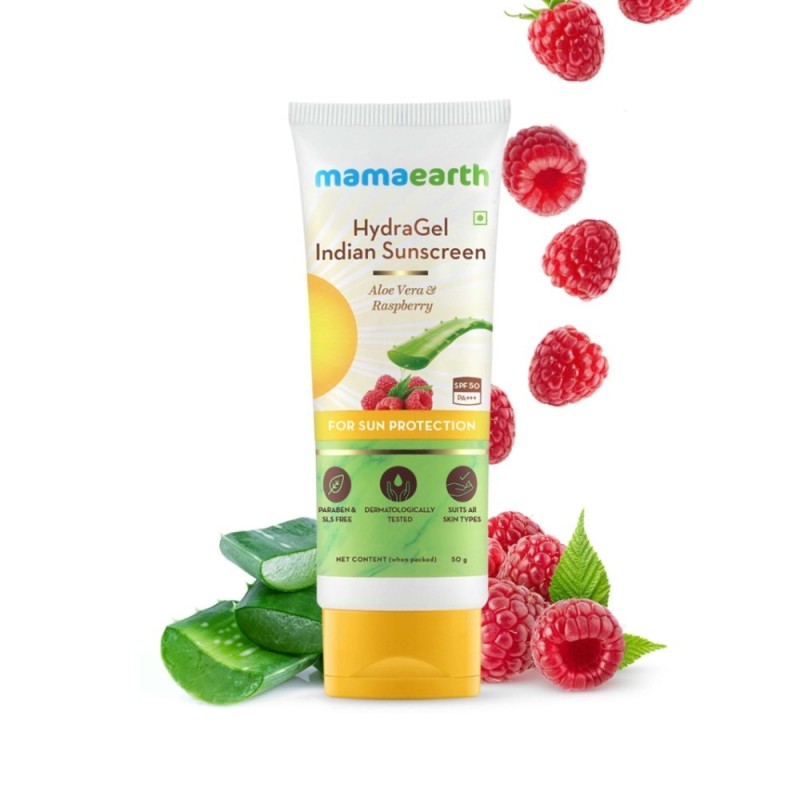 Mamaearth Hydragel Indian Sunscreen with Aloevera &Amp; Raspberry