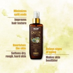 Wow Skin Science Castor Oil - Cold Pressed & Hexane Free, Supports