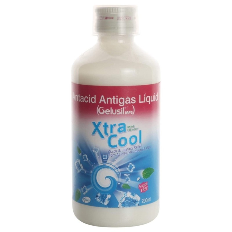 Gelusil Mps Xtra Cool Mint Flavour - Antacid Antigas Liquid, Sugar