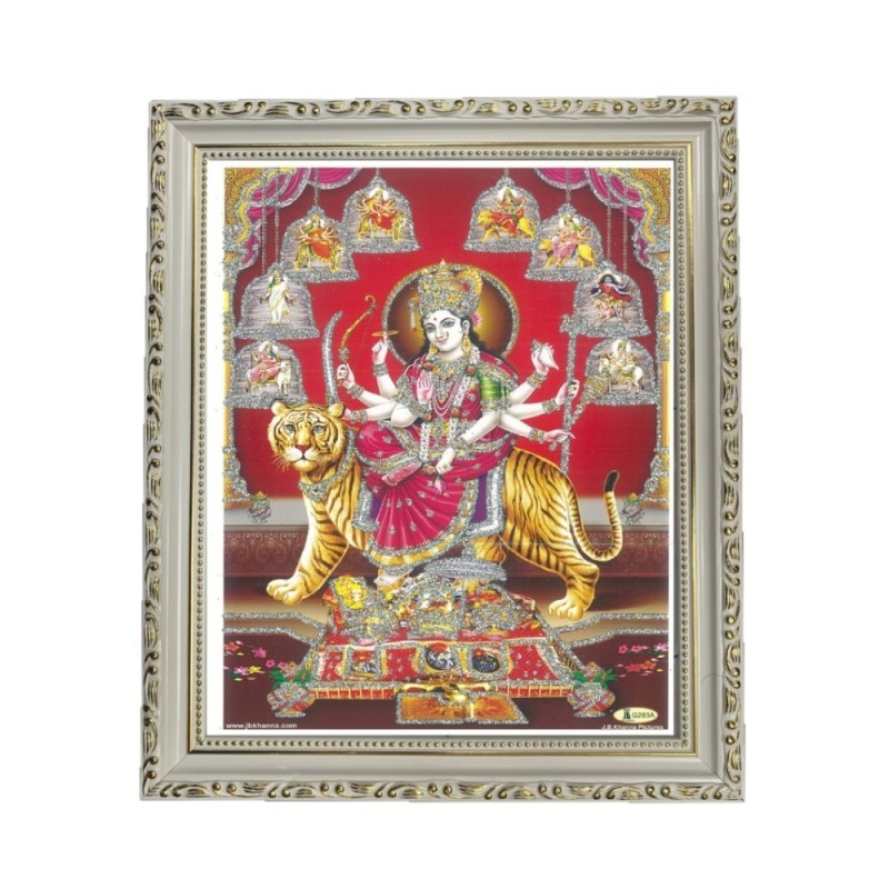 Satvik Goddess Durga Ma Sherawali, Ma Ambe Designer Wooden Photo
