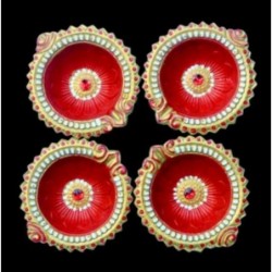 Satvik Colorful Clay Diyas for Diwali Festival, Multicolor Diwali