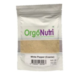 Orgonutri Medium Grind Coarse White Pepper, Bái Hú Jiāo Zhōng Mó 100gm