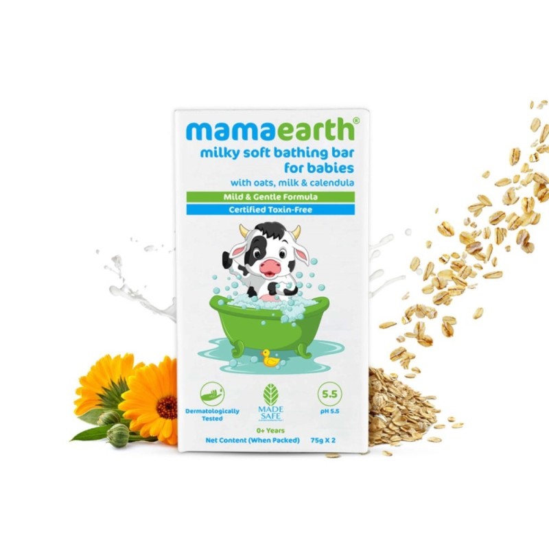 Mamaearth Milky Soft Bathing Bar for Babies, Pack of 2 ( Each)