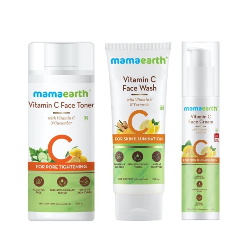 Mamaearth Vitamin C Skincare Regimen Kit: Vitamin C Face Wash, Face