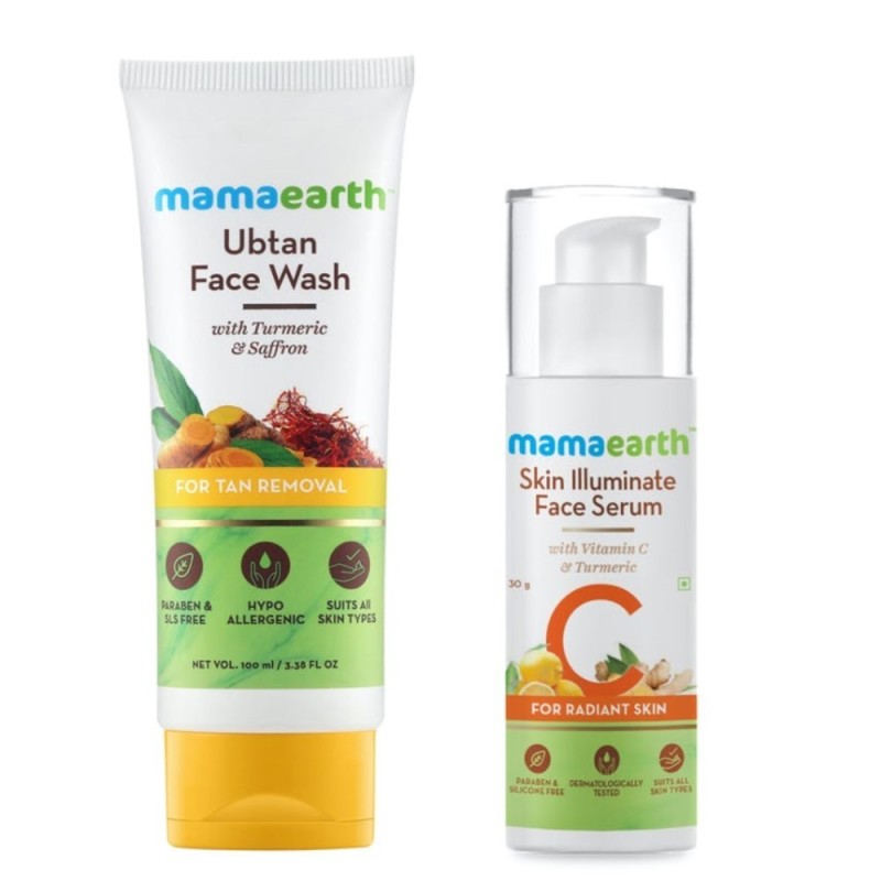 Mamaearth Combo of Ubtan Face Wash, & Skin Illuminate Serum 30g