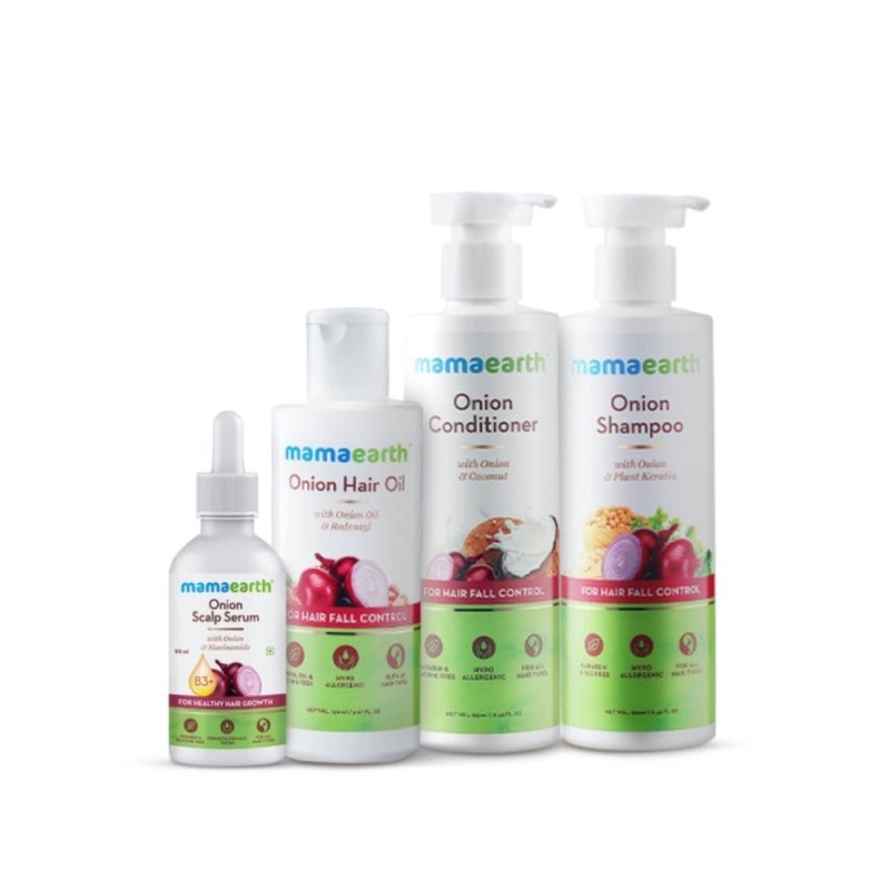 Mamaearth Essential Anti-Hair Fall Kit: Onion Scalp Serum, Hair Oil