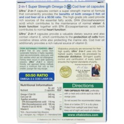 Vitabiotics Ultra Cod Liver Oil Plus Omega-3, 60 Capsules