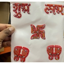 Satvik Meenakari Shubh Labh Laxmi Charan Swastik Stickers for Door