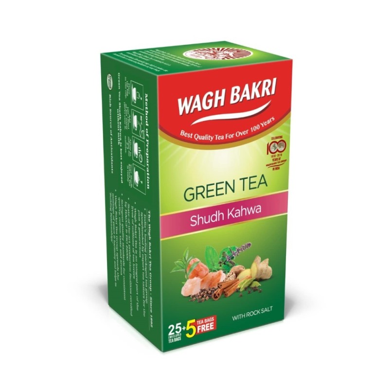 Wagh Bakri Green Tea Shudh Kahwa Tea Bag, 25 Tea Bag* 62.5g