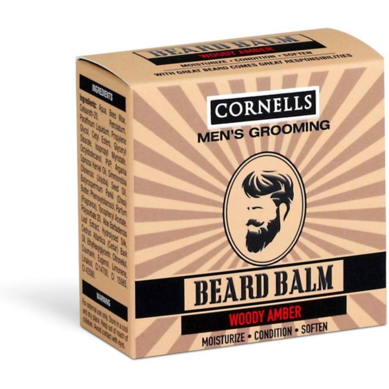 Cornells Men's Grooming Beard Balm, Woody Amber, Moisturizes