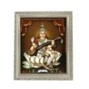 Satvik Goddess Saraswati, Designer White Photo Frame for Pooja