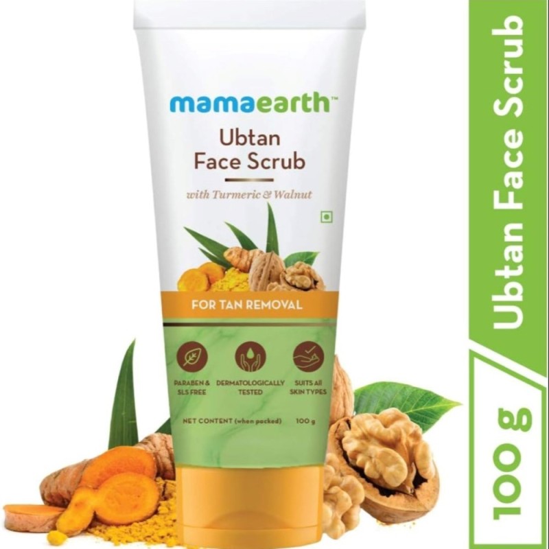 Mamaearth Tan Removal Ubtan Face Scrub with Turmeric and Walnut 100gm