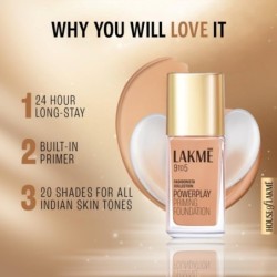 Lakmé 9to5 Powerplay Priming Medium Coverage Normal Skin,liquid Matte