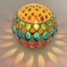 Satvik Geometric Mosaic Glass Candleholder with Colorful Mosaic Design
