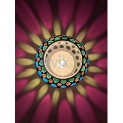 Satvik Geometric Mosaic Glass Candleholder with Colorful Mosaic Design
