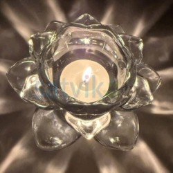 Satvik Lotus-Shaped Crystal Tea Light Candle Holder for Home Decor