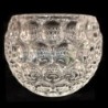 Satvik Crystal Glass Tea Light Candle Holder with Floral Pattern