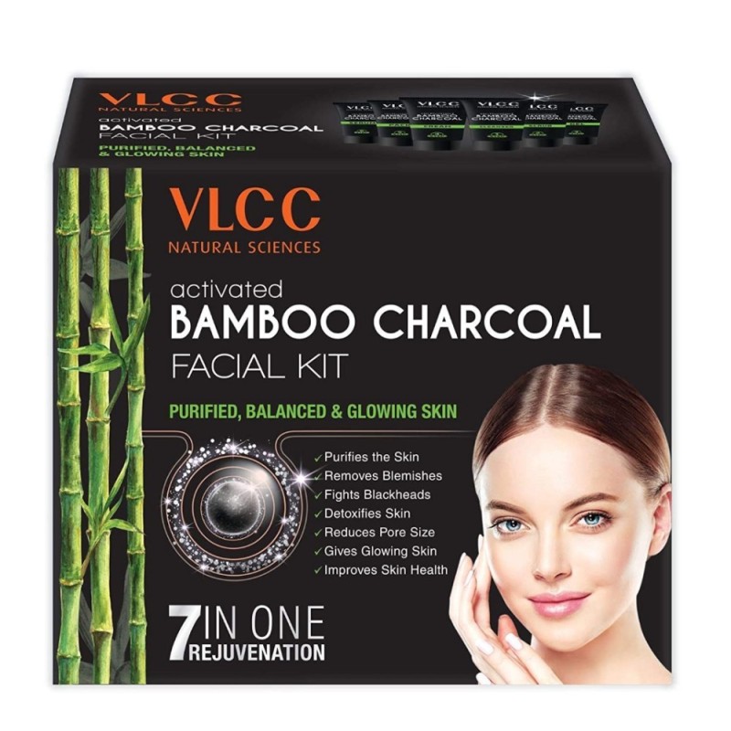 Vlcc Activated Bamboo Charcoal Facial Kit, for Purified, Balanced