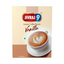 Jivraj 9 Instant Coffee Premix, Vanilla Flavour, 10 Sachets, Pack